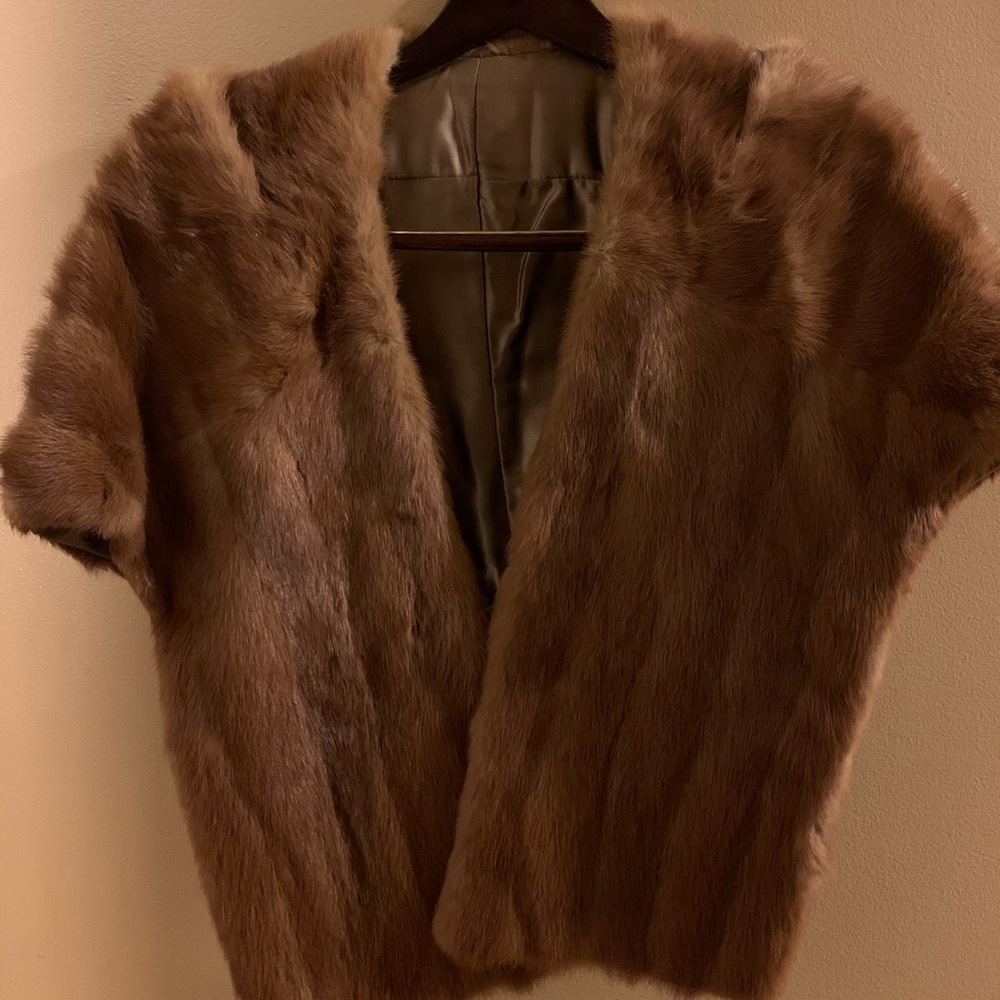 Vintage Mink Stole Fur Brown